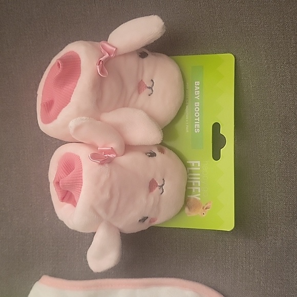 My First EASTER Baby Booties Bib& Bunnies Fluffy (Bundle) - Picture 3 of 3